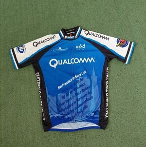 VINTAGE 2009 Qualcomm San Francisco To Santa Cruz Blue Y2K Zip Up Cycling Jersey